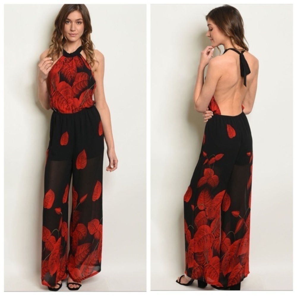 New jumpsuit attractive in black/red